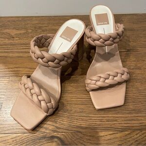 Dolce Vita Nude Blush Braided Double-Strap Block Heel Sandals